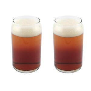 Libbey Can Shaped Beer Glass 16 oz (209) - 2 Pack w/ Pourer - FREE SHIPPING