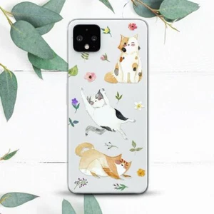 Cute Cats Watercolor Flowers Case For Google Pixel 2 3 3a 4 4a 5 6 7 8 XL - Picture 1 of 1