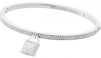 MICHAEL KORS Color Crush Silver Bangle Bracelet Padlock Crystals MKJ6994040 +BOX - Image 1 of 4