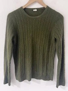 J. Crew Womens Green Size M Angora Cashmere Merino Wool Cable Pullover Sweater - Picture 1 of 10