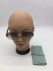 Occhiali da sole Hermes geometrici senza montatura moda beige scuro 62-16-146 lenti grigie - Foto 1 di 9