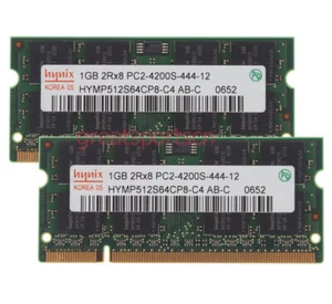 Hynix PC2-4200 2GB 2X 1GB 2RX8 DDR2 533Mhz 200pin NON-ECC SODIMM Laptop Memory,、 - Picture 1 of 8