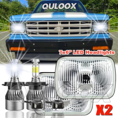 For Chevrolet S10 82-90 Pair 7x6" LED Headlights Hi/Lo DRL Dynamic Turn Signal Foto 1 de 4