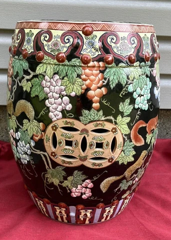 MAITLAND SMITH PORCELAIN CHINOISERIE GARDEN STOOL SIDE TABLE ROC/HONG KONG RARE Cover