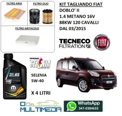 TECNECO KIT TAGLIANDO FILTRI OLIO SELENIA FIAT DOBLO' II 1.4 METANO NATURAL POWER 120CV