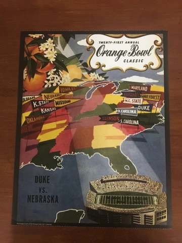 1955 Duke Vs Nebraska Orange Bowl Football Poster - Great For Framing Cover
