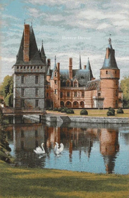 WALL JACQUARD WOVEN MEDIEVAL TAPESTRY Maintenon Castle, France EUROPEAN DECOR - Image 1 of 2
