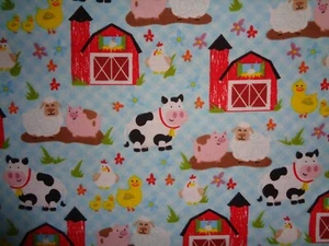 HandmadeFlannel  fitted crib sheet pillowcase/Farm animals/Barn - Picture 1 of 2