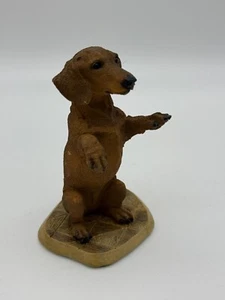 2001 Red Dachshund Figurine Living Stone 5" Doxie Dog - Picture 1 of 6