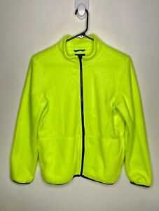 Childrens Place Fleece Jacket Boys Size XL 14 Long Sleeve Neon Green Zip Up