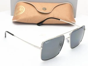 Ray-Ban RB3758 003/81 Pilot Silver Dark Grey Polarized Sunglasses 56mm - Picture 1 of 9