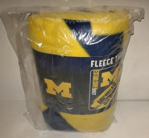 NCAA Michigan Wolverines Fleece Throw 50 x 60 inches 50" x 60" Polyester College Cover