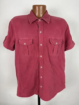 Brooks Brothers Pique Shirt Men XL Slim Garment Dyed Salmon Red Short Sleeve - Image 1 of 4