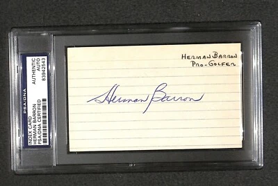 Herman Barron "1st Jewish PGA tournament winner" SIGNED AUTOGRAPHED 3x5 PSA/DNA - Image 1 of 2