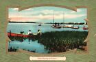 Vintage Postcard Quiet Boating By Schurz Lake Adventure Water Sports Recreation
