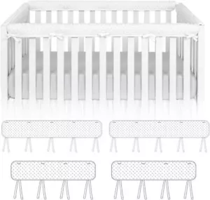 4 pz copertura guida per culla standard trapuntata protezione sicura protezione dentizione bianco - Foto 1 di 7