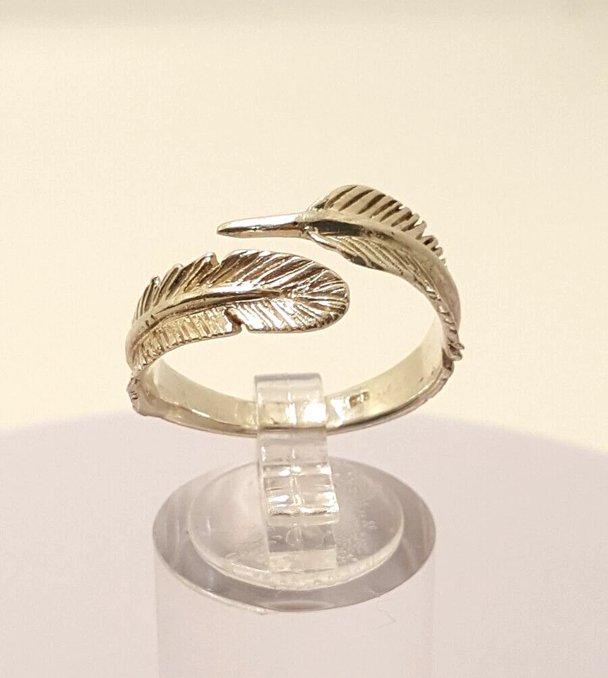 Fabuloso Anillo Banda Pluma Brillante Plata 925 Tamaño R~T Peso 3.5 g #21912 Foto 1 de 4