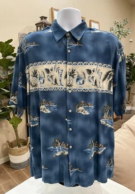 Half Moon Bay Mens Short Sleeve Tropical Island Hawaiian Button Down Shirt Large - Image 1 of 4