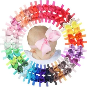 40 Pack 4.5 Inch Headband Grosgrain Ribbon Hair Bows for Toddlers Baby Girls - Picture 1 of 8