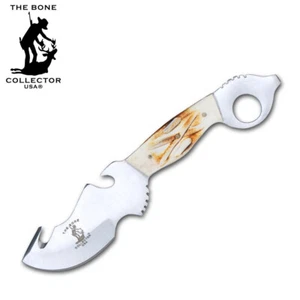 Cuchillo de caza Skinner de gancho intestinal de 8-3/4" coleccionista de huesos con funda de cuero - Imagen 1 de 2