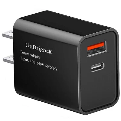 Cargador de pared rápido adaptador de CA de doble puerto 20 W USB-C y USB-A para Samsung Galaxy LG Foto 1 de 4
