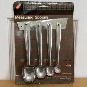 NUOVI Cucchiai Misuratori Vintage FOLEY Acciaio Inox Manici Lunghi con Rack USA - Foto 1 di 5