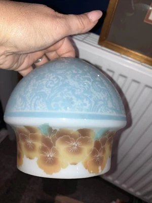 Vintage, Art Deco  Brown Floral Bottom, Blue Abstract Top Glass - Image 1 of 4