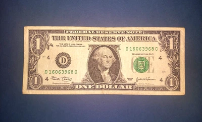 ONE $ dollar Fancy premium note S/N  D  16063968 series 2003 - Image 1 of 4