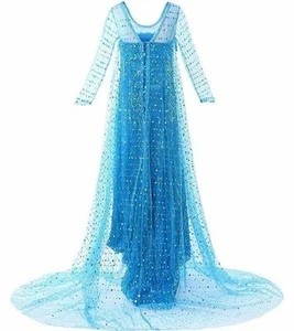 Jerris Apparel Girl's 5T Snow Princess Costume Blue Sequin Dress Frozen Elsa - Picture 1 of 12