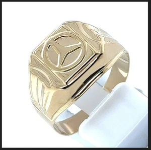 14K 585 Goldring RG 61 Mercedes Benz Design Ring Gold neuw like new Gelbgold Men - Picture 1 of 21