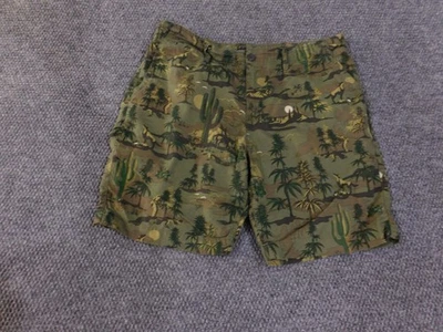 Lucky Brand Shorts Mens 34 Camo Linen Cotton Western Cactus Wolf Desert Print - Image 1 of 4