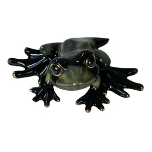 Golden Pond Collection Green Ceramic Shelf Frog Figurine By Green Tree - Picture 1 of 11