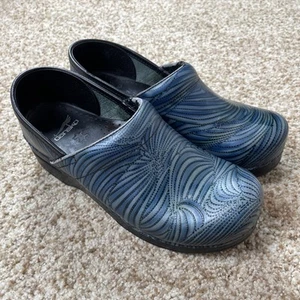 Dansko - Blue Swirl Leather Clogs Size 39 EU/8.5 W US Nurse Shoes - Picture 1 of 10