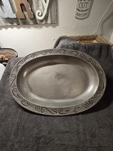 Tablett Platte Lenox Spyro Oval Metall Servierbekleidung 19" x 13" - Bild 1 von 6