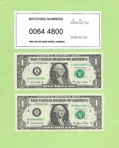 MATCHING '0064 4800' .. UNCIRC .. 2009 $1  A-D  &  2006 $1  B-I     SAME NUMBER - Picture 1 of 1