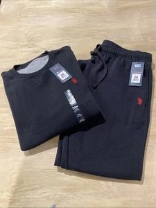 NWT U.S. Polo Assn. Sweat Set XXL Black Jogger Sweatpants Pullover Red Pony Logo - Picture 1 of 15