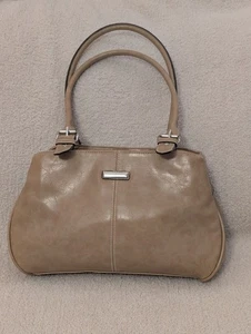 Y2K Schultertasche Handtasche Vintage camelfarben hellbraun Kunstleder - Bild 1 von 17