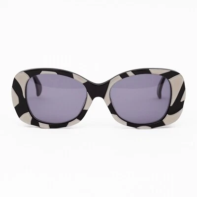 Alain Mikli Vintage 90s Black & Pearly White Abstract Animal Print Sunglasses - Image 1 of 4