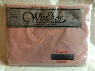 ВИНТАЖНЫЙ WINDSOR ДВУСПАЛЬНАЯ КРОВАТЬ РЕЗИНКЕ РОЗОВЫЙ ПРОСТЫНЯ КОМПЛЕКТ СОВЕРШЕННО НОВЫЙ - Изображение 1 из 4