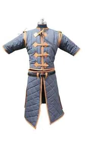 Medieval Gambeson Cotton Padded with Brown Leather Trim, Christmas Gifts - Picture 1 of 10