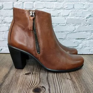 Ecco Touch 75 Ankle Boots Booties Women 5-5.5 US | 36 EU Brown Leather Pristine! - Picture 1 of 12