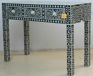 Handmade Bone Inlay Floral Design Chest of 2 Drawers Console Table - Picture 1 of 8