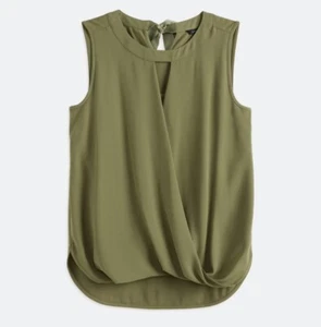 41 Hawthorn Blouse S Clearwater Green Sleeveless Surplice Mixed Material Top - Picture 1 of 7