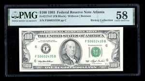 DBR 1993 $100 FRN Atlanta Fr. 2174-F PMG 58 Serial F50602435B - Picture 1 of 2
