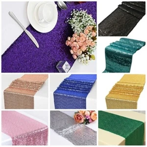 Glitter Sparkly Sequin 4Ft Table Runner 12" x 80" Wedding Party 30 x 203 cm - Picture 1 of 57