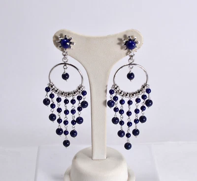 ORECCHINI  ARGENTO 925 MODELLO  CHANDELIER  BOTTONI E PALLINI LAPIS    AGHT 0859 - Immagine 1 di 3