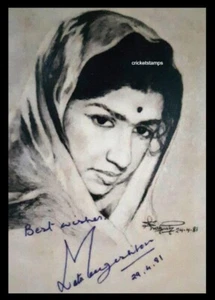 LATA MANGESHKAR INDIAN PLAYBACK SINGER SIGNED SKETCH REPRINT PHOTO SIZE 11"X8" - Picture 1 of 1