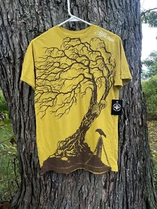 Affliction Men's Binded T-Shirt Size Small Yellow Brown Y2k Style NEW WITH TAGS - Picture 1 of 10