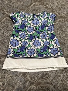 Gymboree Girls Blue Short Sleeve Button Floral Shirt Size 12 Preppy Vintage - Picture 1 of 3