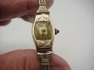 14K WHITE GOLD LADIES WINTON WRISTWATCH ART DECO STYLE RUNS - Picture 1 of 1